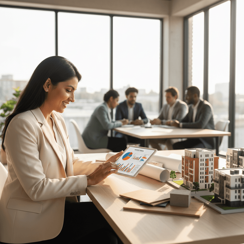 Real estate professional using PropTech solutions