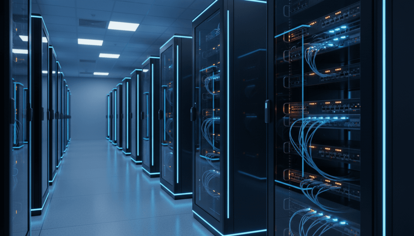 Modern data center with server infrastructure and network equipment